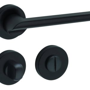 Fimet Drückergarnitur PUNTO aus Metall Schwarz matt, WC – Badezimmer