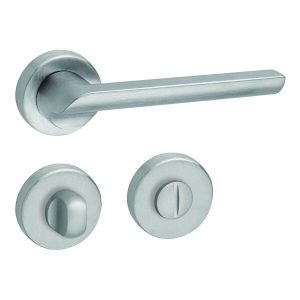 Fimet Drückergarnitur PUNTO aus Metall Chrom satiniert, WC – Badezimmer