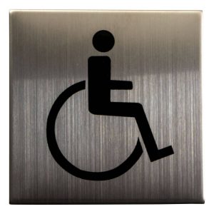 Fimet Symbol "Barrierefrei" aus Edelstahl selbstklebend, 75 x 75 mm