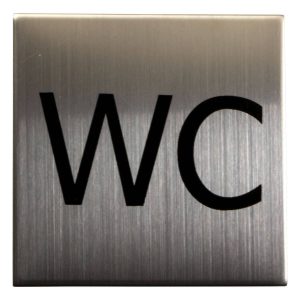 Fimet Symbol "WC" aus Edelstahl selbstklebend, 75 x 75 mm