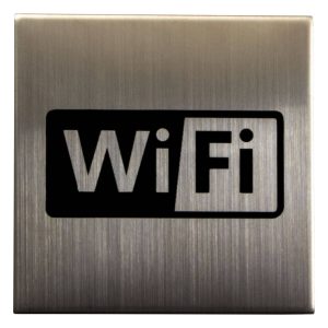 Fimet Symbol "WIFI" aus Edelstahl selbstklebend, 75 x 75 mm