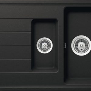 Häfele Aufbauspüle AS01B mit Abtropfbecken 1000 x 500 mm, Schwarz matt