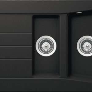 Häfele Aufbauspüle AS02B mit Abtropfbecken 1000 x 500 mm, Schwarz matt