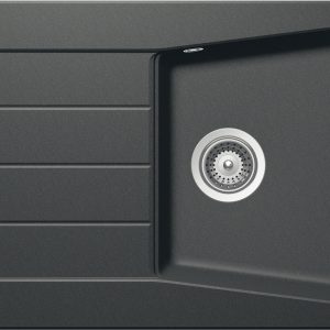 Häfele Aufbauspüle AS02L mit großem Becken 1000 x 500 mm, Schwarz Metallic