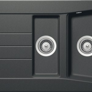 Häfele Aufbauspüle AS02B mit Abtropfbecken 1000 x 500 mm, Schwarz Metallic