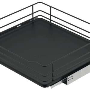 Häfele Unterschrank-Innenauszug mit Gitter oder Tablarboden und Dämpfung, Korpusbreite 600 mm, Tablarboden – Anthrazit / Schwarz