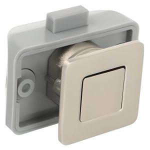 Siso Möbelschloss SQUARE LATCH mit Druckknopfverriegelung, quadratisch Holzstärke 12 – 16 mm, Edelstahl-Optik