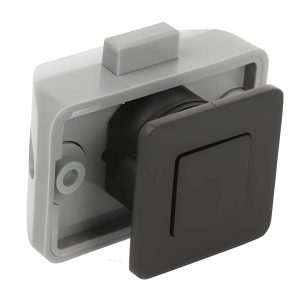 Siso Möbelschloss SQUARE LATCH mit Druckknopfverriegelung, quadratisch Holzstärke 12 – 16 mm, Schwarz matt