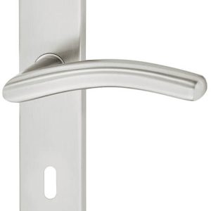Häfele Türdrücker-Garnitur LDH 2184 Edelstahl matt Langschild, PZ-Profilzylinder