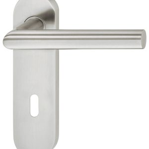 Häfele Türdrücker-Garnitur LDH 2171 Edelstahl matt Kurzschild, BB-Buntbart
