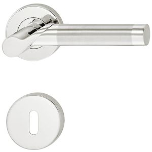 Häfele Türdrücker-Garnitur LDH 2195 Edelstahl Bicolor Rund-Rosette, BB-Buntbart