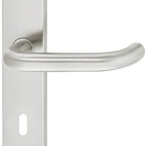 Häfele Türdrücker-Garnitur LDH 2170 Edelstahl matt Langschild, WC/Bad