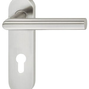 Häfele Türdrücker-Garnitur LDH 2171 Edelstahl matt Kurzschild, PZ-Profilzylinder