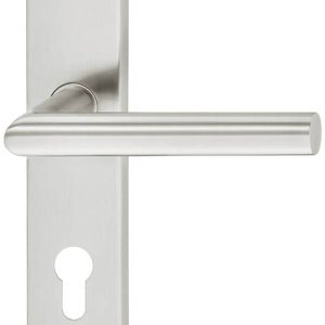 Häfele Türdrücker-Garnitur LDH 2171 Edelstahl matt Langschild, PZ-Profilzylinder