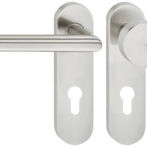 Häfele Türdrücker-Garnitur LDH 2171 Edelstahl matt Kurzschild, Wechselgarnitur Links