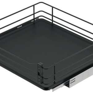 Häfele Unterschrank-Frontauszug mit Gitter oder Tablarboden und Dämpfung, Korpusbreite 600 mm, Tablarboden – Anthrazit / Schwarz