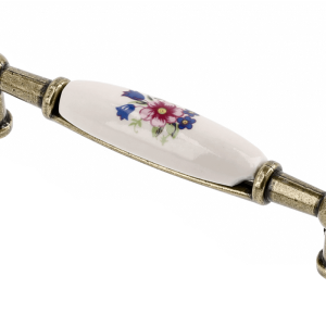 Gedotec Möbelgriff ERNI aus Porzellan & Metall, BA 96 mm, Frühlingsblume