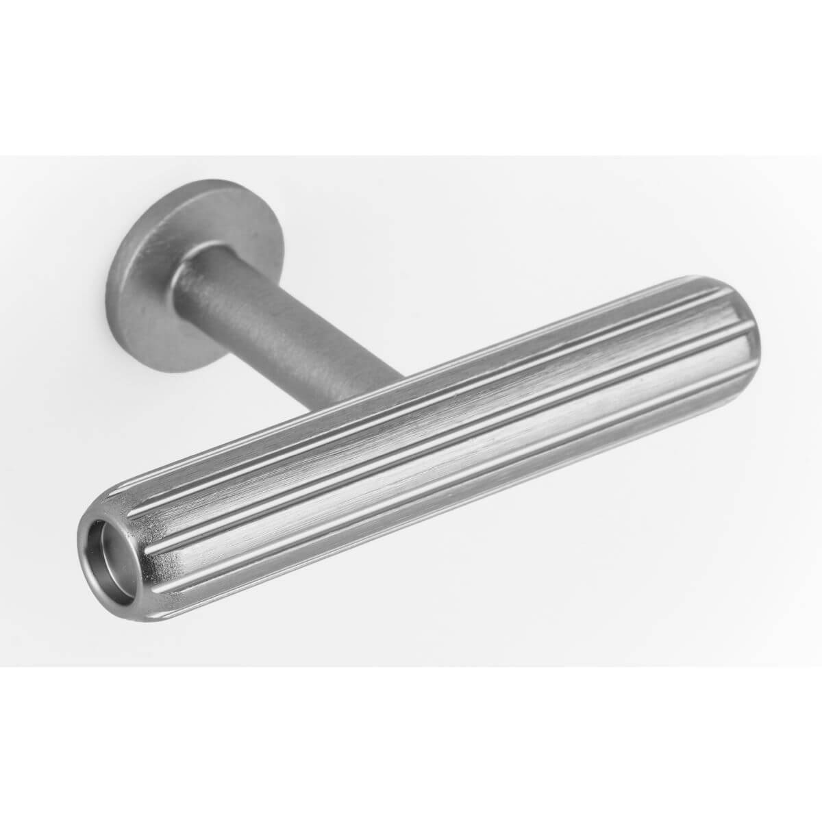 Viefe Möbelknopf RILLE MINI aus Aluminium, 55 x 34 mm, Edelstahl-Optik