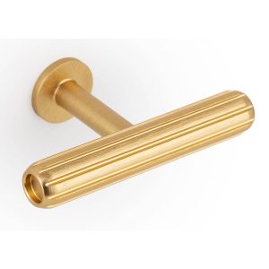 Viefe Möbelknopf RILLE MINI aus Aluminium, 55 x 34 mm, Messing gebürstet