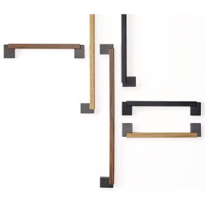 Viefe Möbelgriff DUO MINI aus Holz & Aluminium, Eiche – Lavagrau – 160 mm