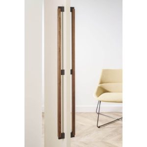 Viefe Stoßgriff DUO BIG aus Holz & Aluminium, Nussbaum – Lavagrau – 480 mm – Beidseitig (1 Paar)