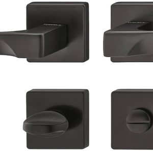 Häfele Drückergarnitur LDH 3205 aus Metall, Schwarz matt, WC – Badezimmer