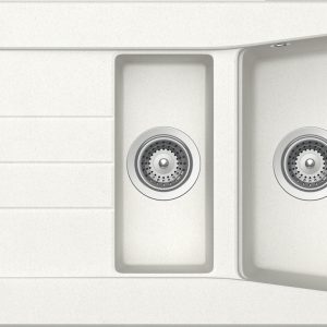 Häfele Aufbauspüle AS02B mit Abtropfbecken 1000 x 500 mm, Weiß