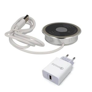 Siso Induktions-Ladestation zum Einlassen in die Tischplatte mit USB-A & USB-C