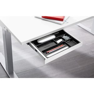 Zubehörschublade , mit Kunststoffeinsatz, B 404 x T 244 x H 42 mm, Stahl beschichtet, weiß