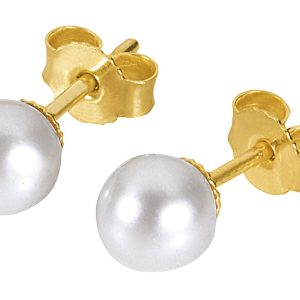 Süßwasserperlohrstecker in Gelbgold