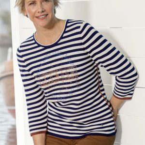 Rabe Damen Druck-Streifenpullover