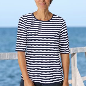 Rabe Damen Struktur-Streifenshirt
