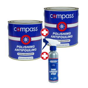 Set Compass Cruising Antifouling 2x 2,5l + Compass Sprühwax Shine & Protect 250ml
