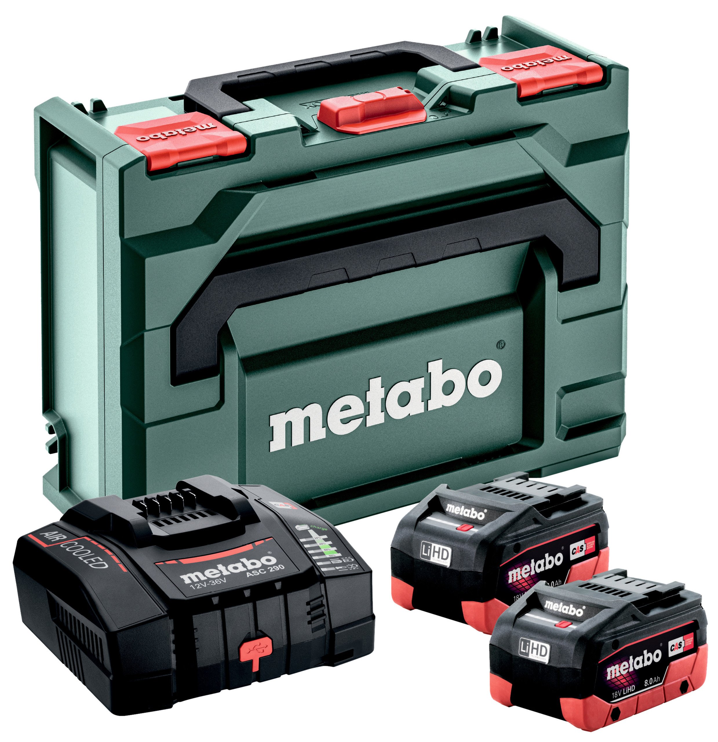 Metabo Basis-Set 2x LiHD 8,0 Ah, ASC 290 und Metabox 145