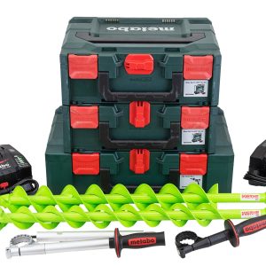 Pflanzbohrer-Set mit schweren Bohrern und Metabo BS 18 LTX BL I Pflanzbohrer-Set mit schweren Bohrern und Metabo BS 18 LTX BL I