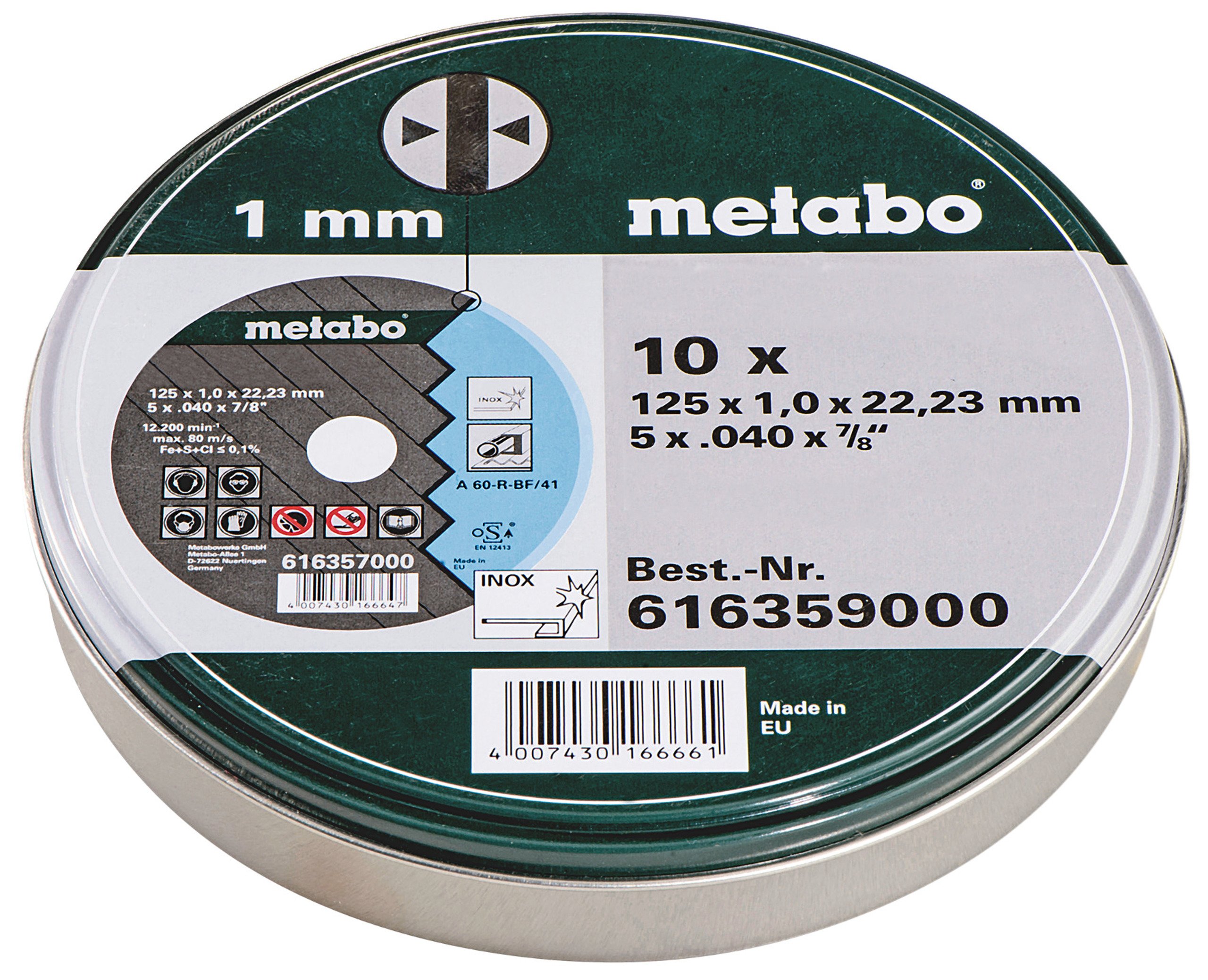 Metabo Trennscheiben SP 125 x 1,0 x 22,23 mm Inox TF41