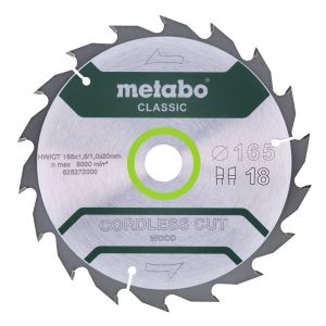 Metabo Kreissägeblatt Cordless Cut Wood Classic 165 x 20 Z18 WZ 20° Metabo Kreissägeblatt Cordless Cut Wood Classic 165 x 20 Z18 WZ 20°