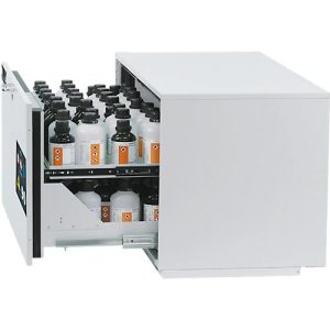 2. Auszugsebene für asecos Sicherheitsschränke der UB90 und UB30 Serie, Stahlblech, lichtgrau, B 942 x T 442 x H 45 mm, 7 l, bis 25 kg