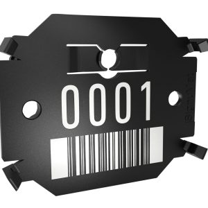 Signumat Kunststoffplättchen Arbo Tag Barcode Black mit Stahlnägeln