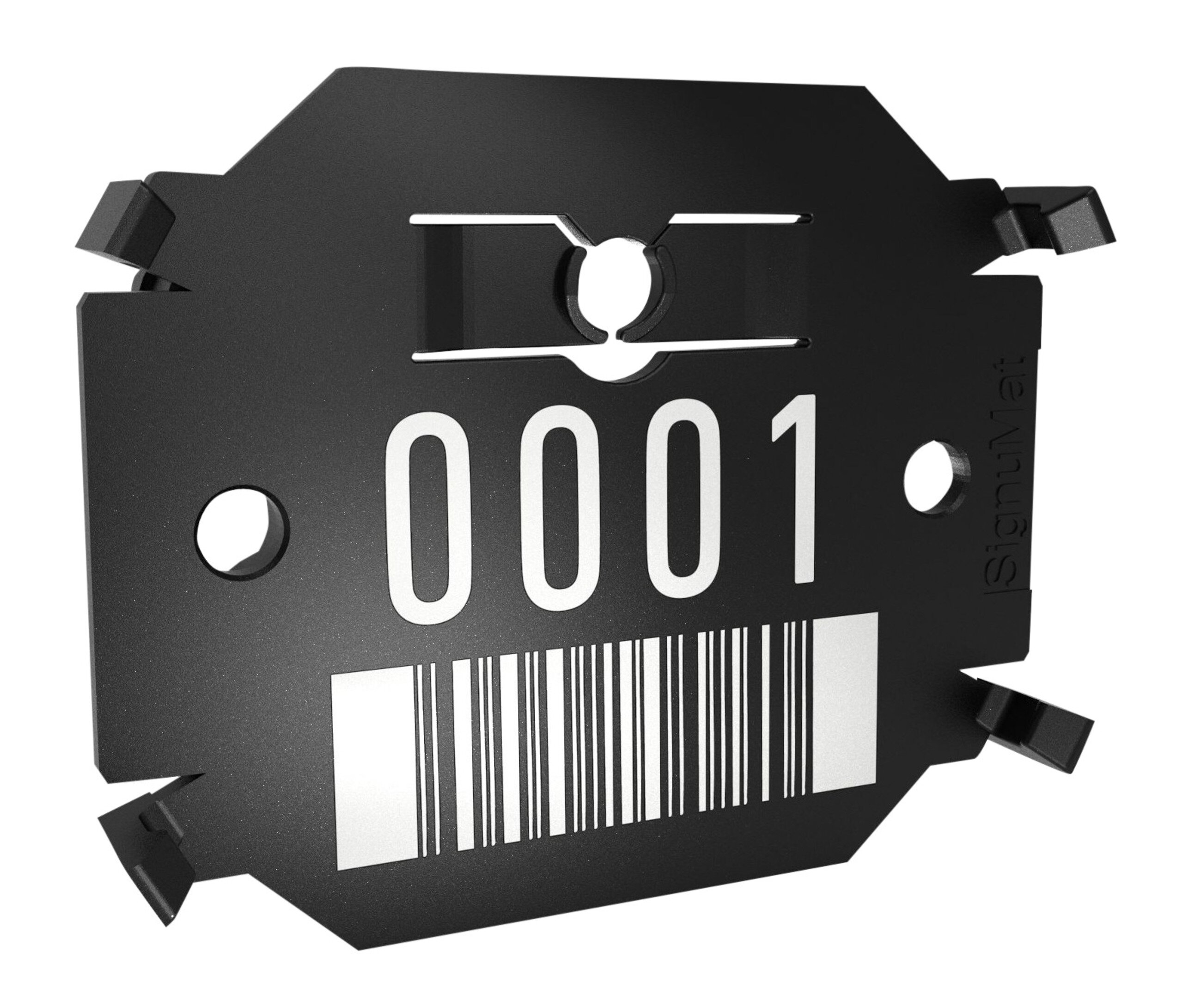 Signumat Kunststoffplättchen Arbo Tag Barcode Black mit Stahlnägeln