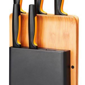 Fiskars Bambus-Messerblock mit 5 Messern
