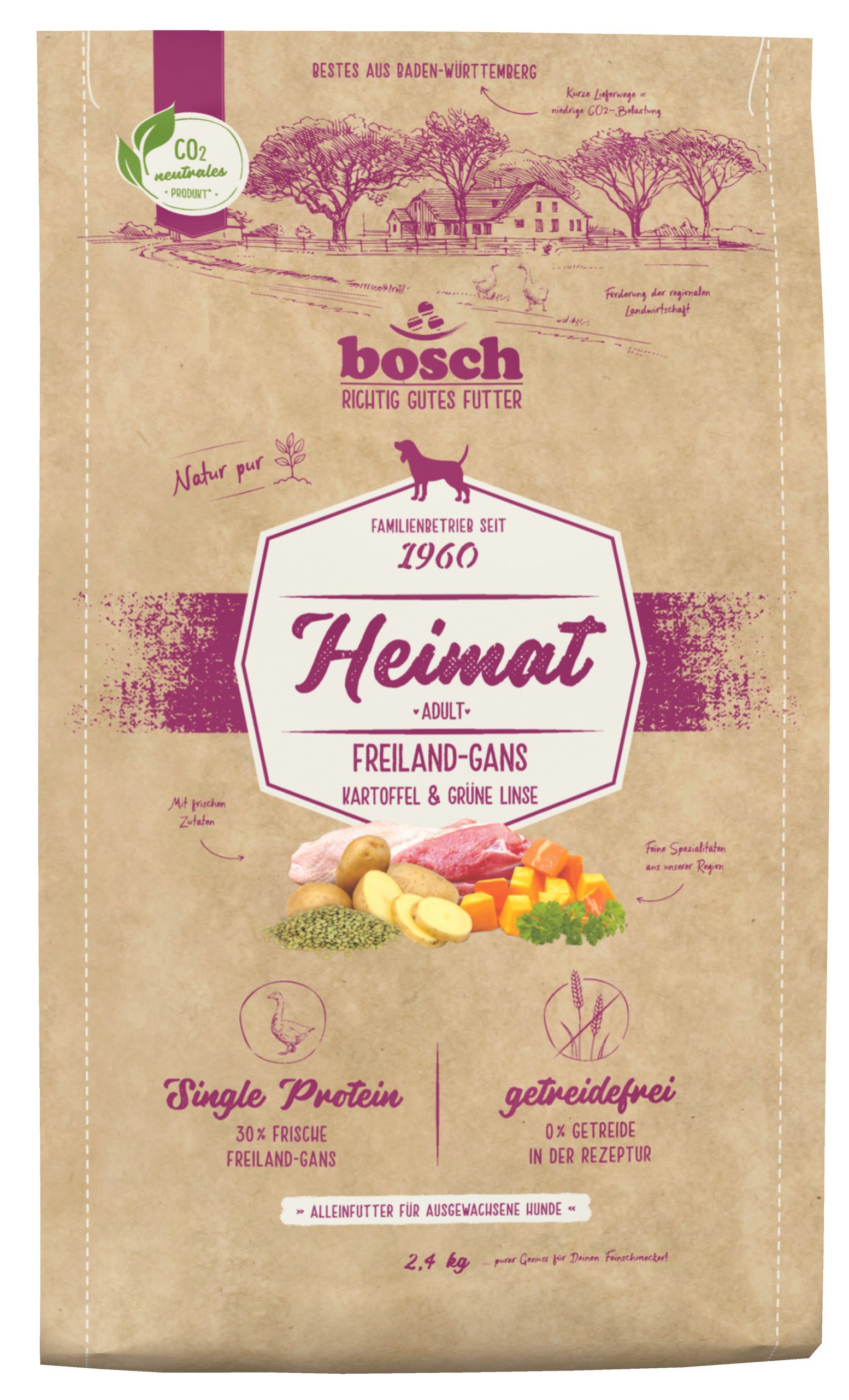 Bosch Heimat Hundefutter Adult mit Freilandgans
