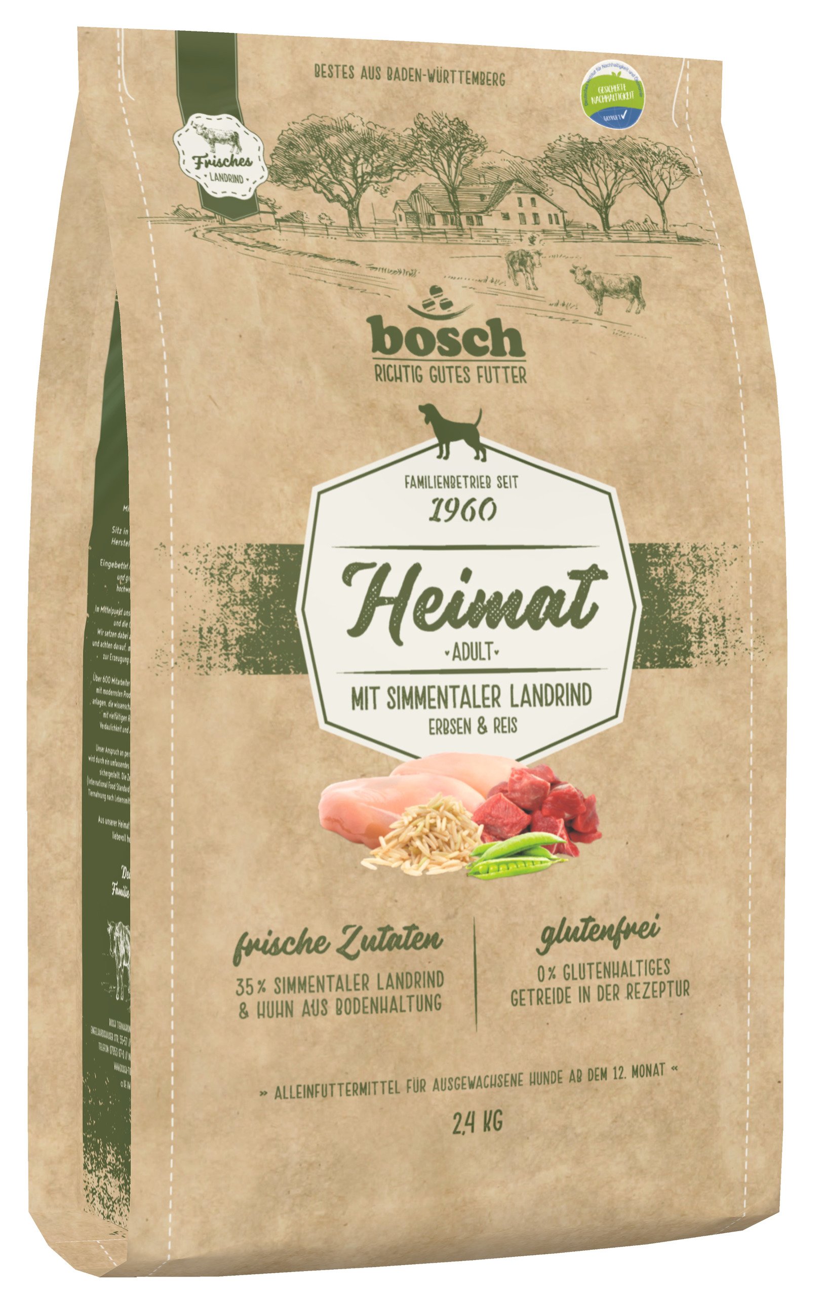 Bosch Heimat Hundefutter Adult mit Simmentaler Landrind