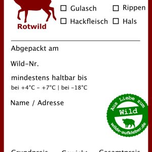 Wildbret-Gefrieretiketten Wilde Aufkleber