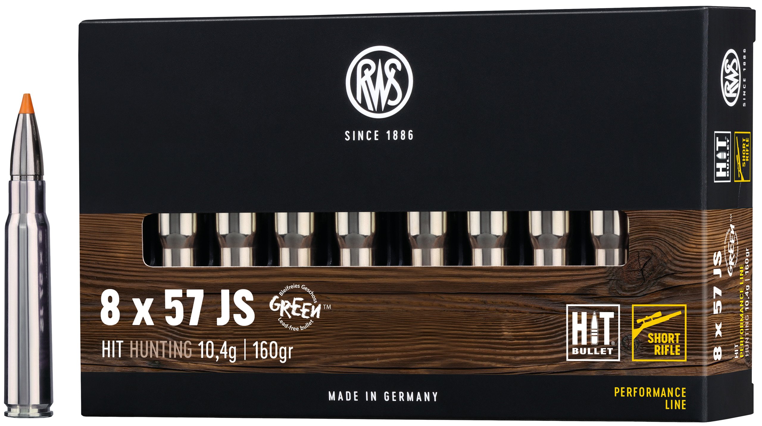 RWS Büchsenpatronen Hit Short Rifle 8x57 IS. 160 grains