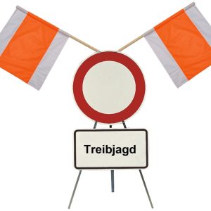 Warnständer mit Sperrschild und Zusatzschild Treibjagd