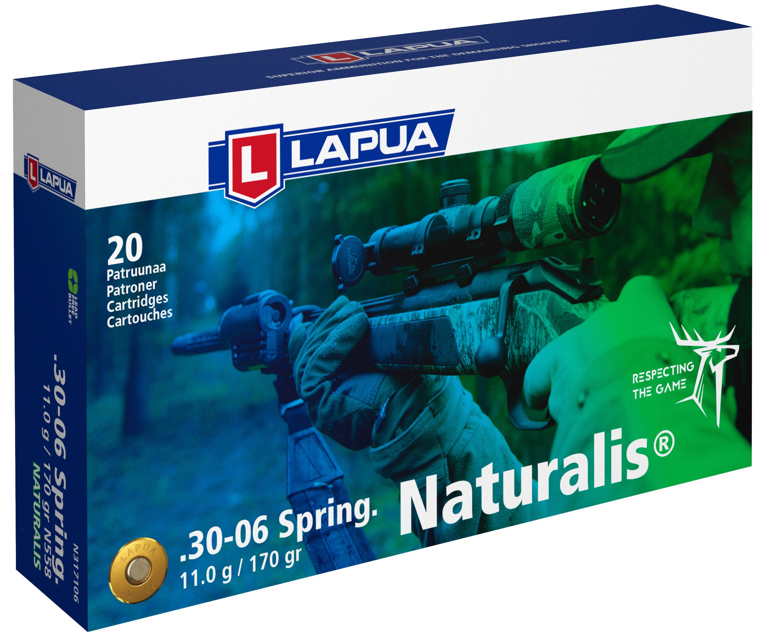 Lapua Büchsenpatronen Naturalis .30-06 Spr. 170 grains
