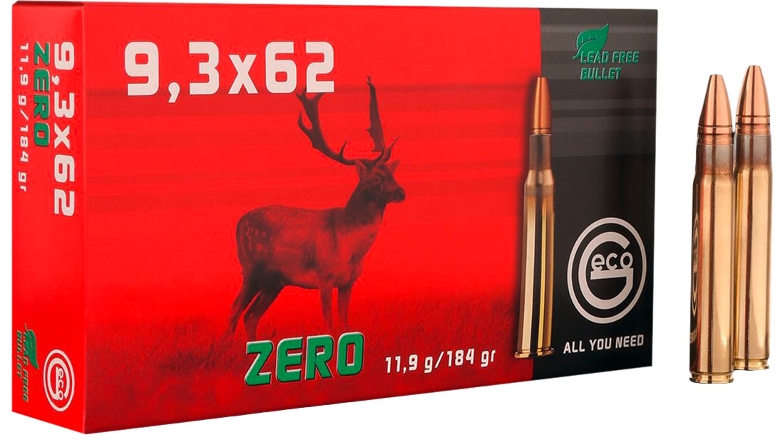 Geco Büchsenpatronen Zero 9,3x62. 184 grains