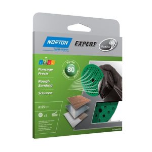 Norton Expert Schleifpapier 125 mm K80 5er VE  Gelocht / Multi-Air