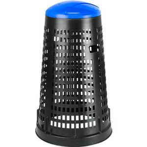 Abfallbehälter Ruff, für 70-120 l Kunststoff-& Papiersäcke, Lochoptik, ø 525 mm, Recycling-Kunststoff, blau-schwarz